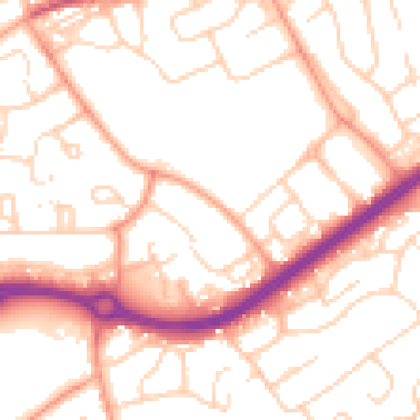 Daytime road noise heatmap for HP2 4DD