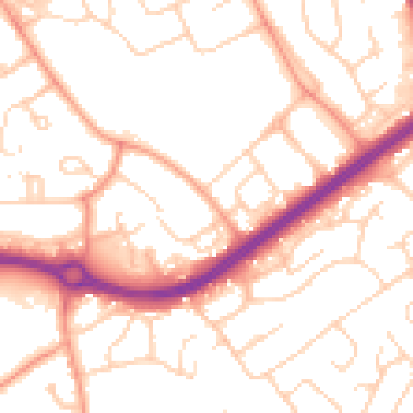 Daytime road noise heatmap for HP2 4DF