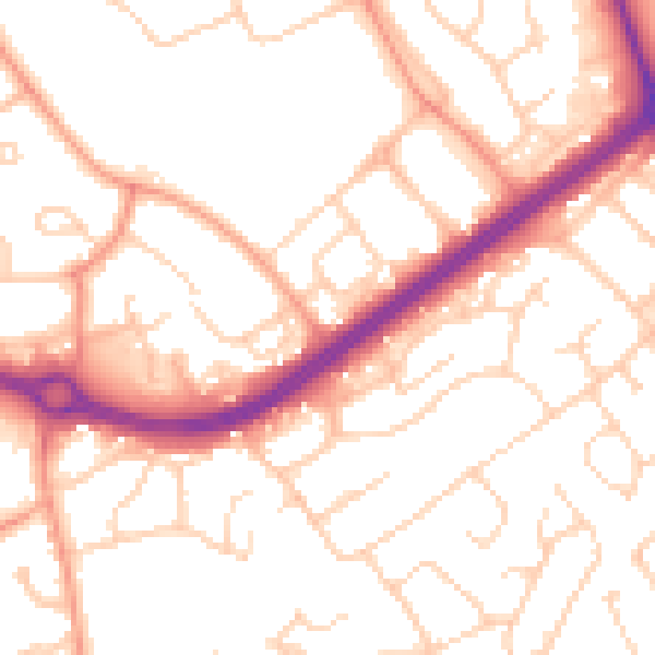 Daytime road noise heatmap for HP2 4DG
