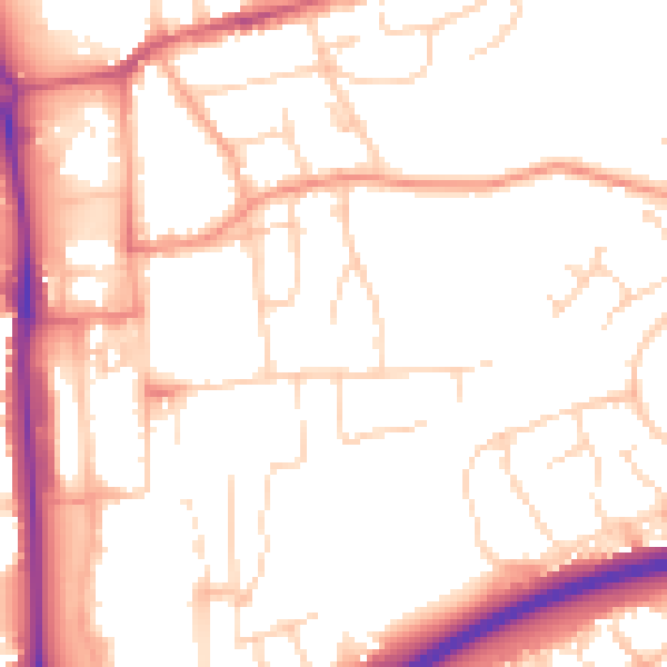 Daytime road noise heatmap for HP2 4DH