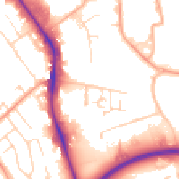 Daytime road noise heatmap for HP2 4DJ