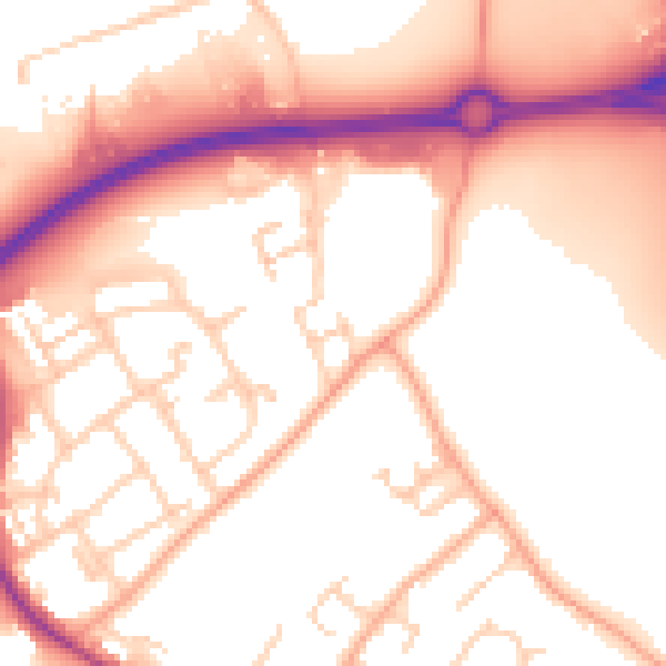 Daytime road noise heatmap for HP2 4GN
