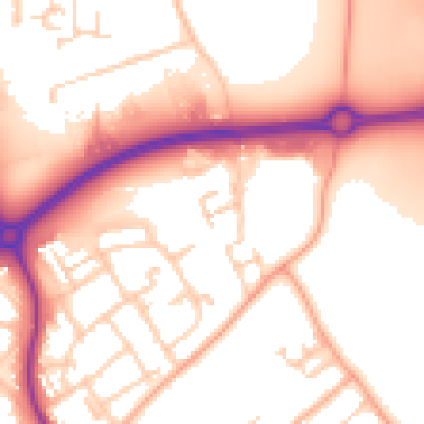 Daytime road noise heatmap for HP2 4GQ