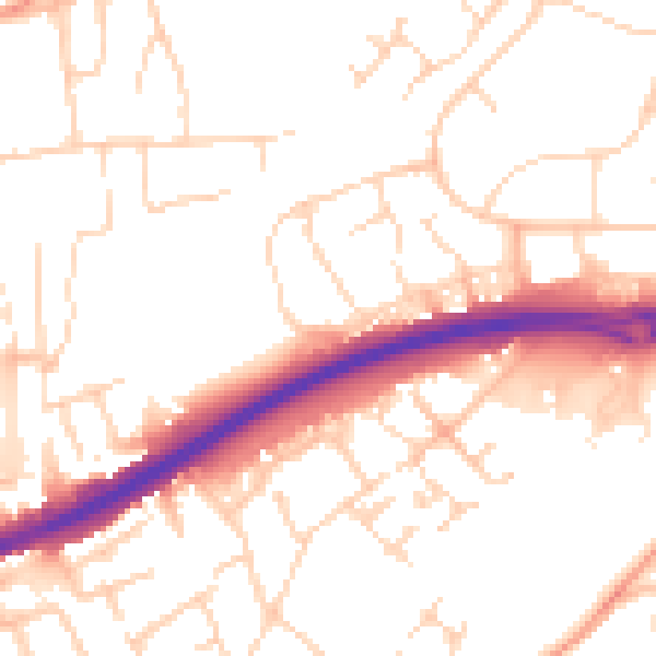 Daytime road noise heatmap for HP2 4LH