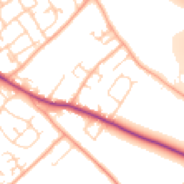 Daytime road noise heatmap for HP2 4NE