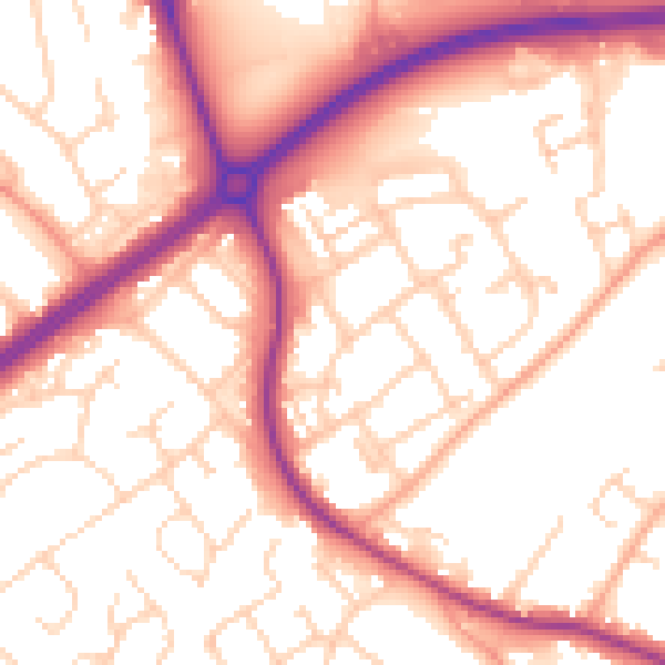 Daytime road noise heatmap for HP2 4NS
