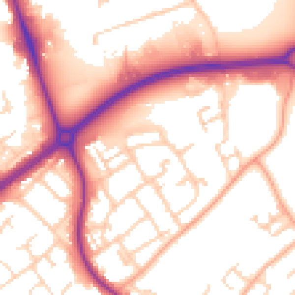 Daytime road noise heatmap for HP2 4NY