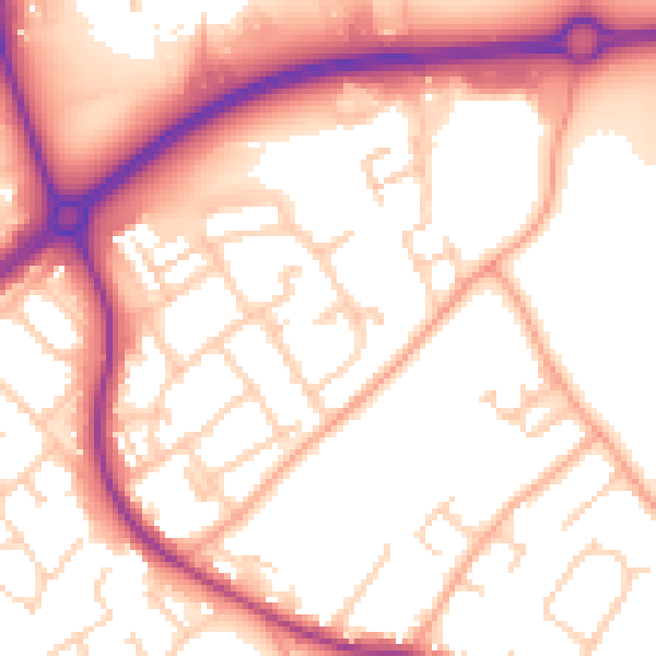 Daytime road noise heatmap for HP2 4PD