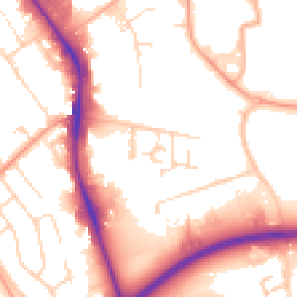 Daytime road noise heatmap for HP2 4QA