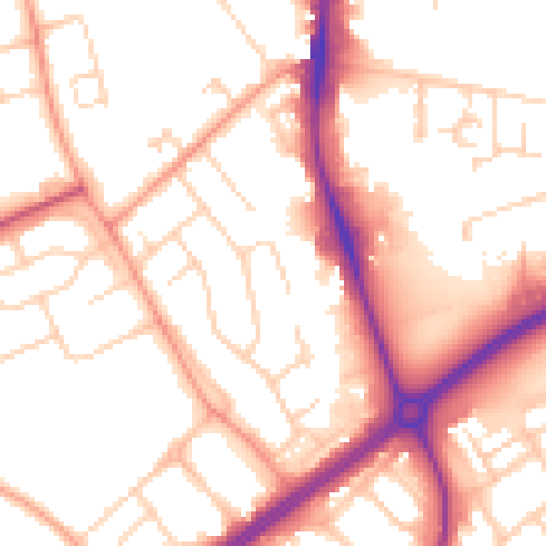 Daytime road noise heatmap for HP2 4QR