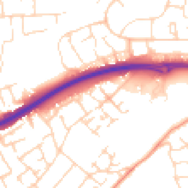Daytime road noise heatmap for HP2 4UG