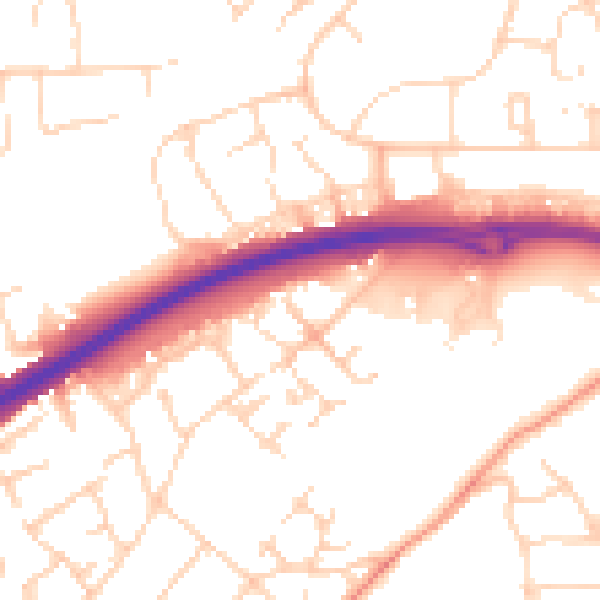 Daytime road noise heatmap for HP2 4UQ