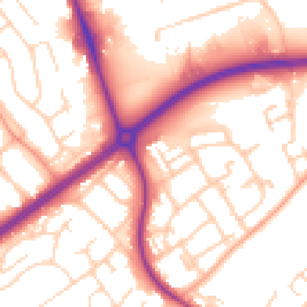 Daytime road noise heatmap for HP2 4UY