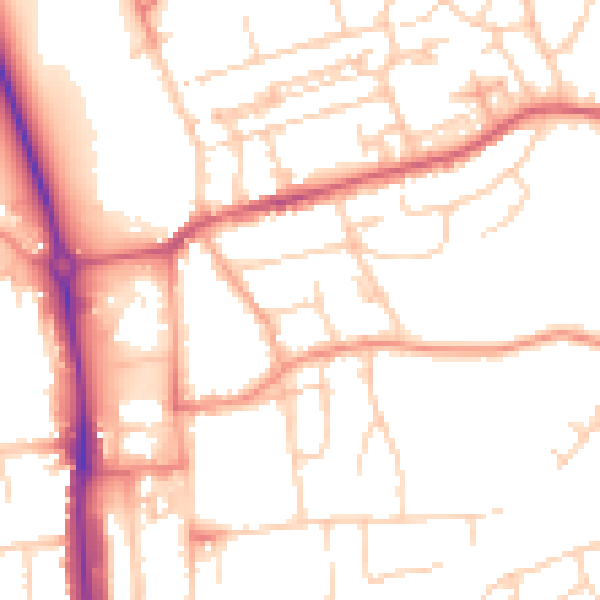Daytime road noise heatmap for HP2 5BW