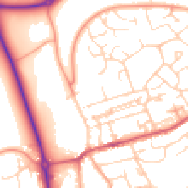 Daytime road noise heatmap for HP2 5DJ