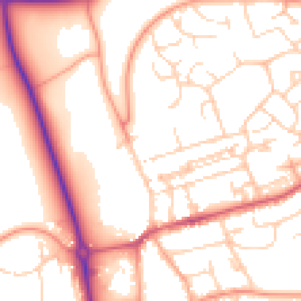 Daytime road noise heatmap for HP2 5DL