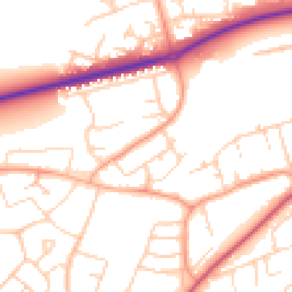 Daytime road noise heatmap for HP2 5FN