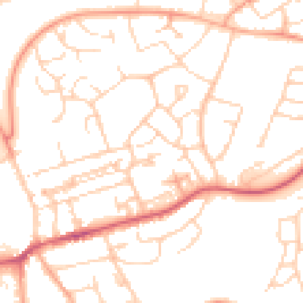Daytime road noise heatmap for HP2 5GG