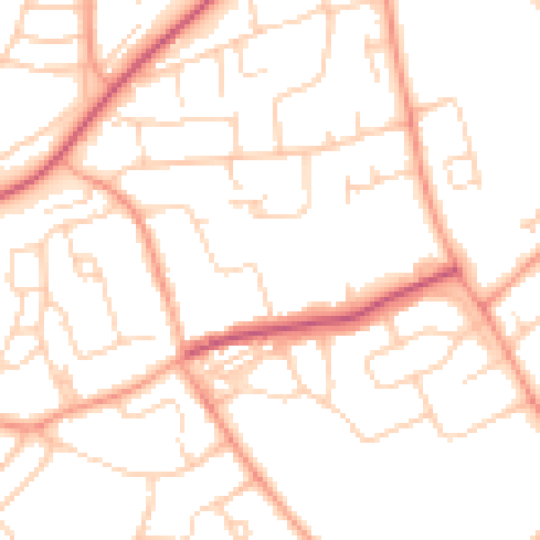 Daytime road noise heatmap for HP2 5JX