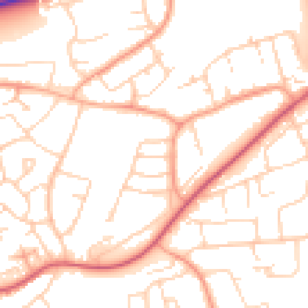 Daytime road noise heatmap for HP2 5QG