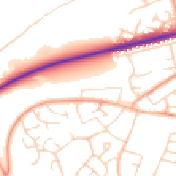 Daytime road noise heatmap for HP2 5RT