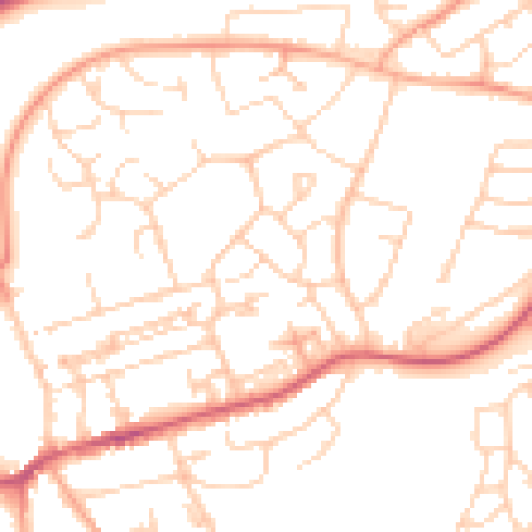 Daytime road noise heatmap for HP2 5UN