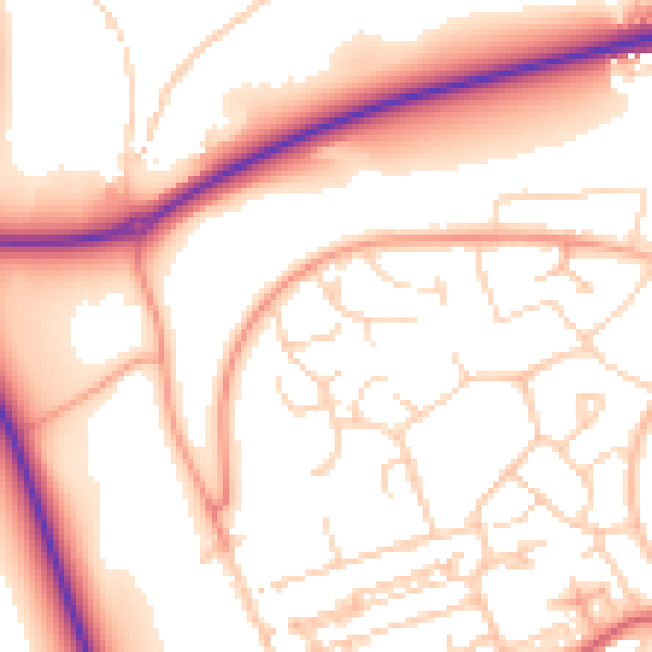 Daytime road noise heatmap for HP2 5YS
