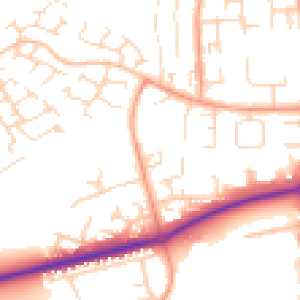 Daytime road noise heatmap for HP2 6AD