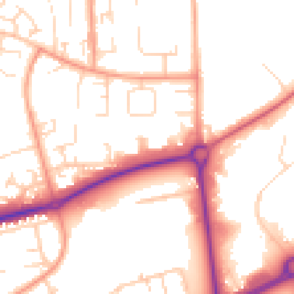 Daytime road noise heatmap for HP2 6BT