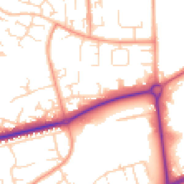 Daytime road noise heatmap for HP2 6BX