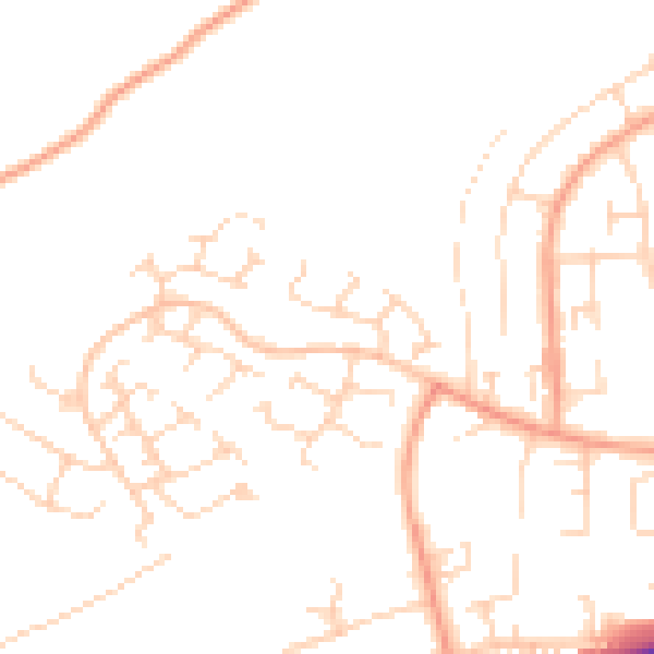 Daytime road noise heatmap for HP2 6NE