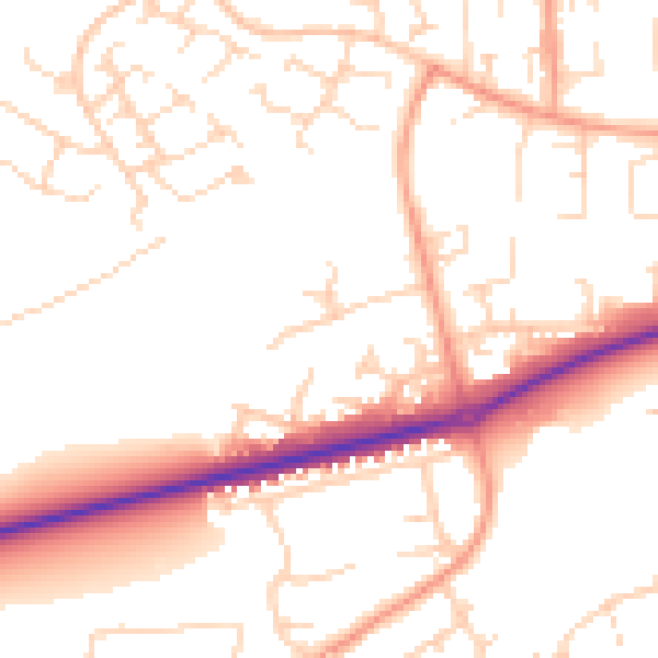 Daytime road noise heatmap for HP2 6NX