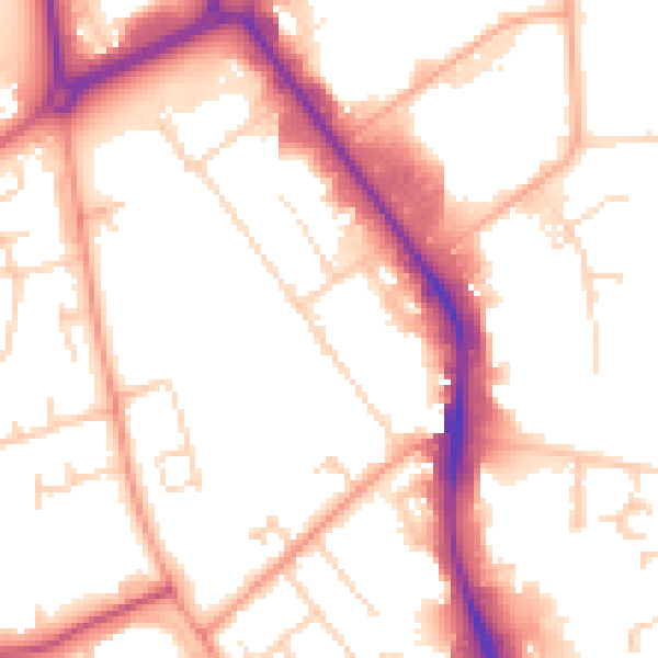 Daytime road noise heatmap for HP2 7BW