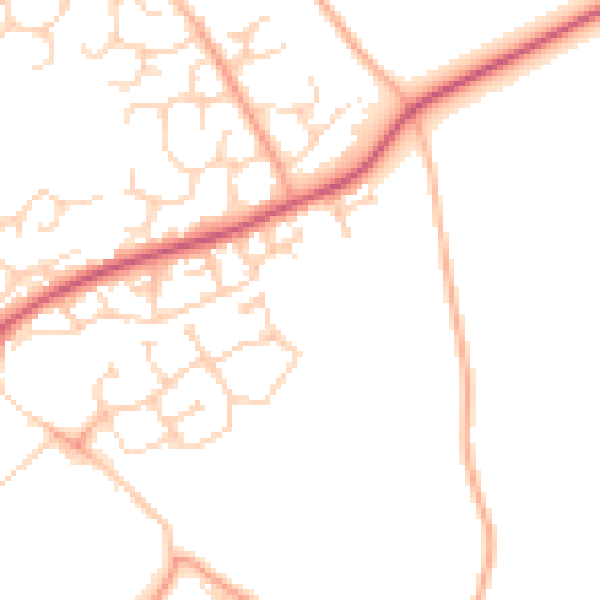 Daytime road noise heatmap for HP2 7DJ