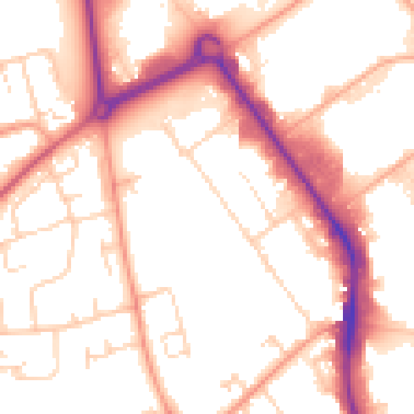 Daytime road noise heatmap for HP2 7DN