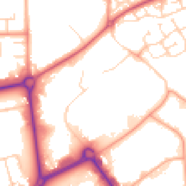 Daytime road noise heatmap for HP2 7DU