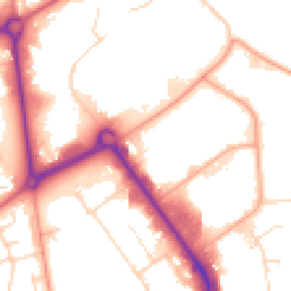 Daytime road noise heatmap for HP2 7EB