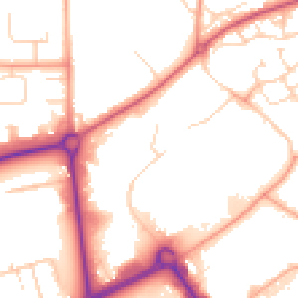 Daytime road noise heatmap for HP2 7FW