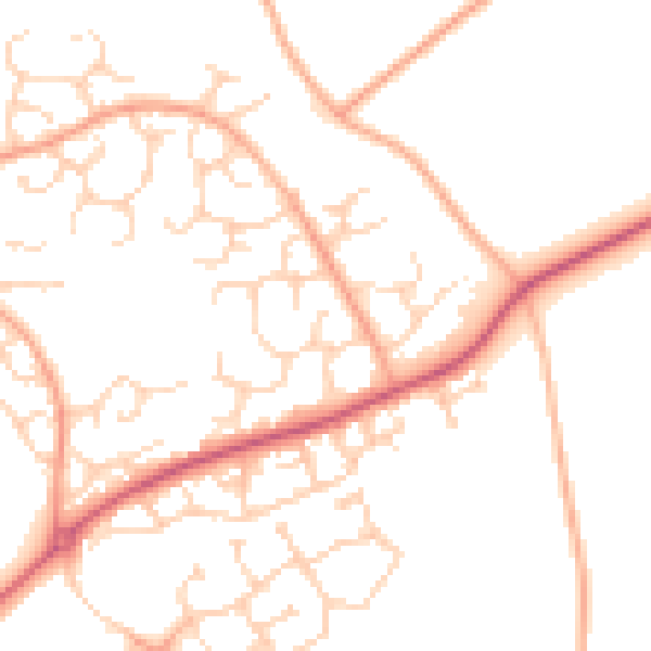 Daytime road noise heatmap for HP2 7LW