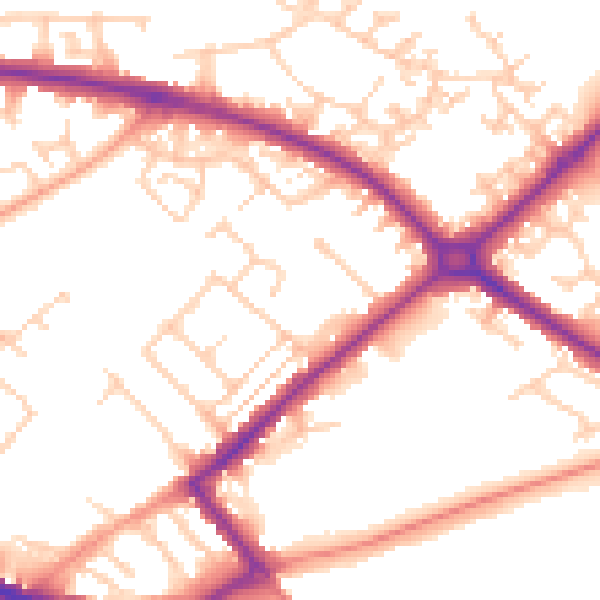 Daytime road noise heatmap for HP20 1AZ