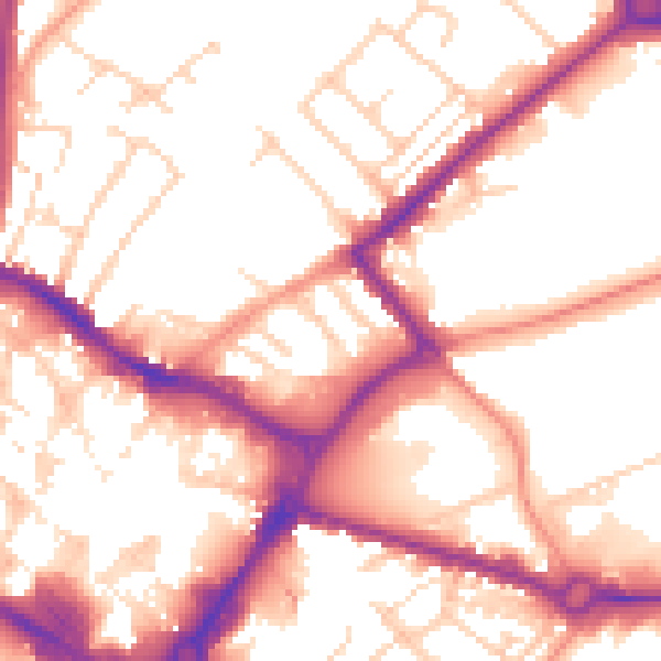 Daytime road noise heatmap for HP20 1BN