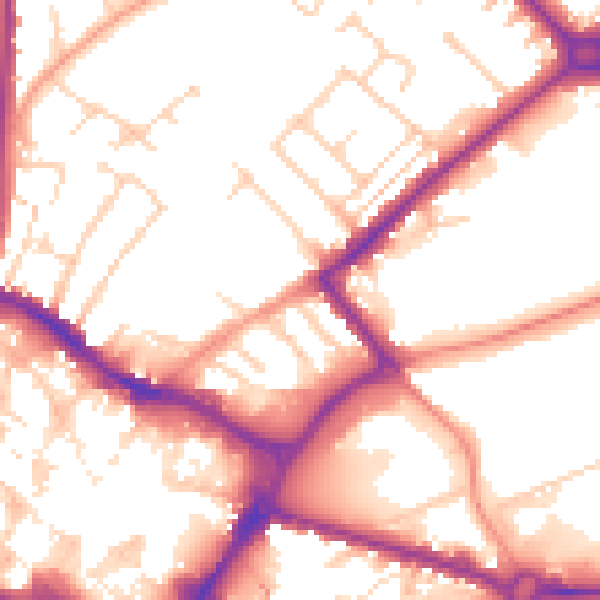 Daytime road noise heatmap for HP20 1BQ