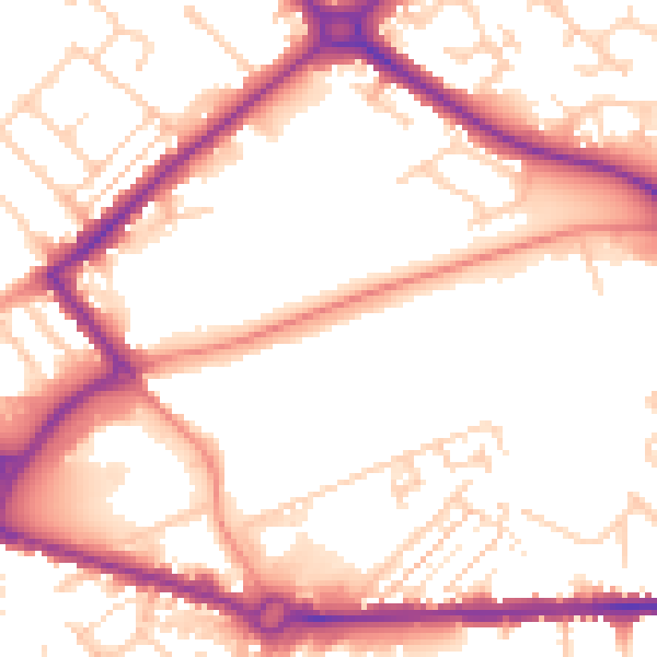 Daytime road noise heatmap for HP20 1DA