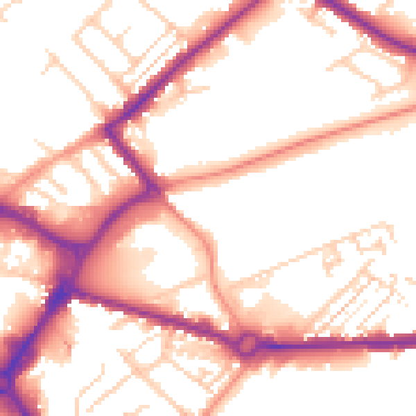 Daytime road noise heatmap for HP20 1DW
