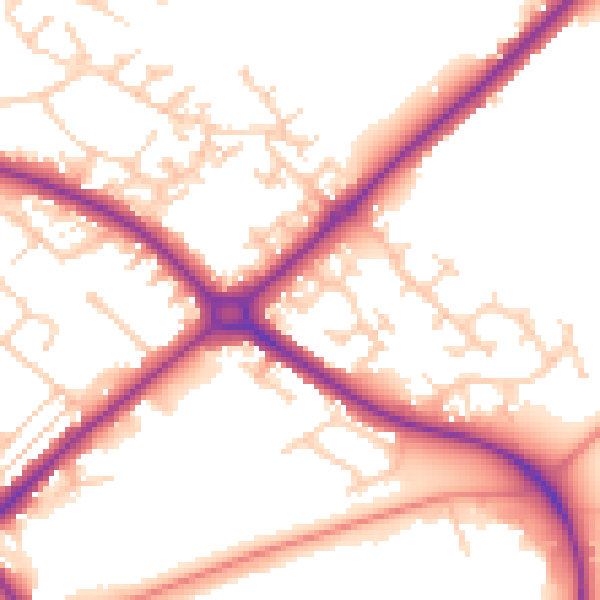 Daytime road noise heatmap for HP20 1DY