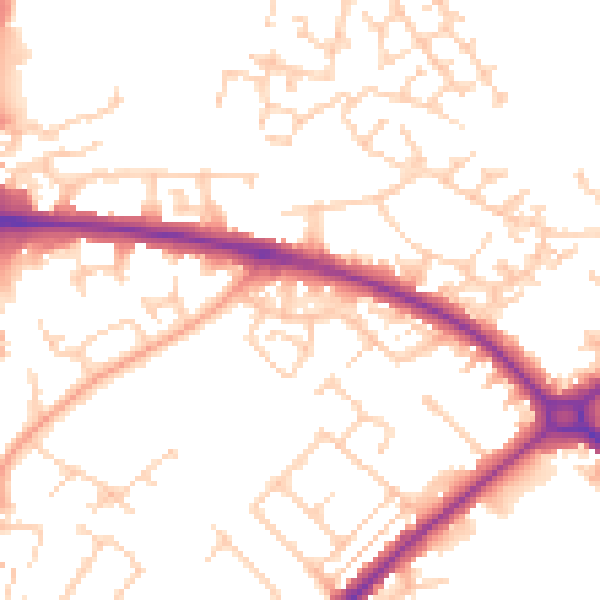 Daytime road noise heatmap for HP20 2EY