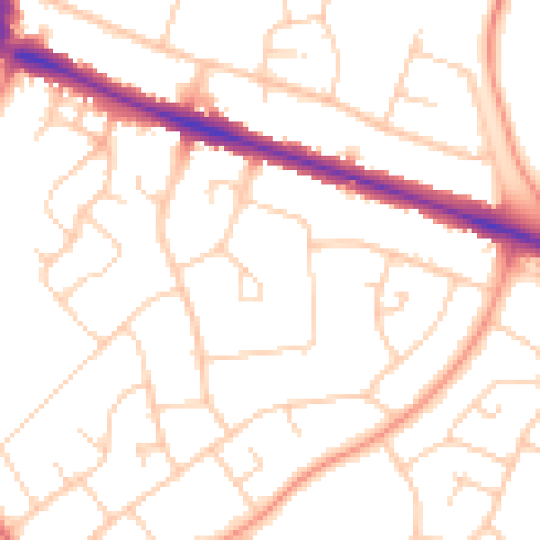 Daytime road noise heatmap for HP21 7AD