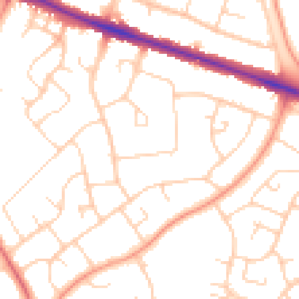 Daytime road noise heatmap for HP21 7AG