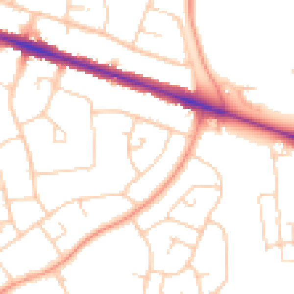 Daytime road noise heatmap for HP21 7AJ