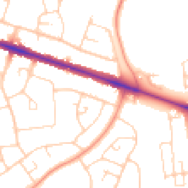 Daytime road noise heatmap for HP21 7AL